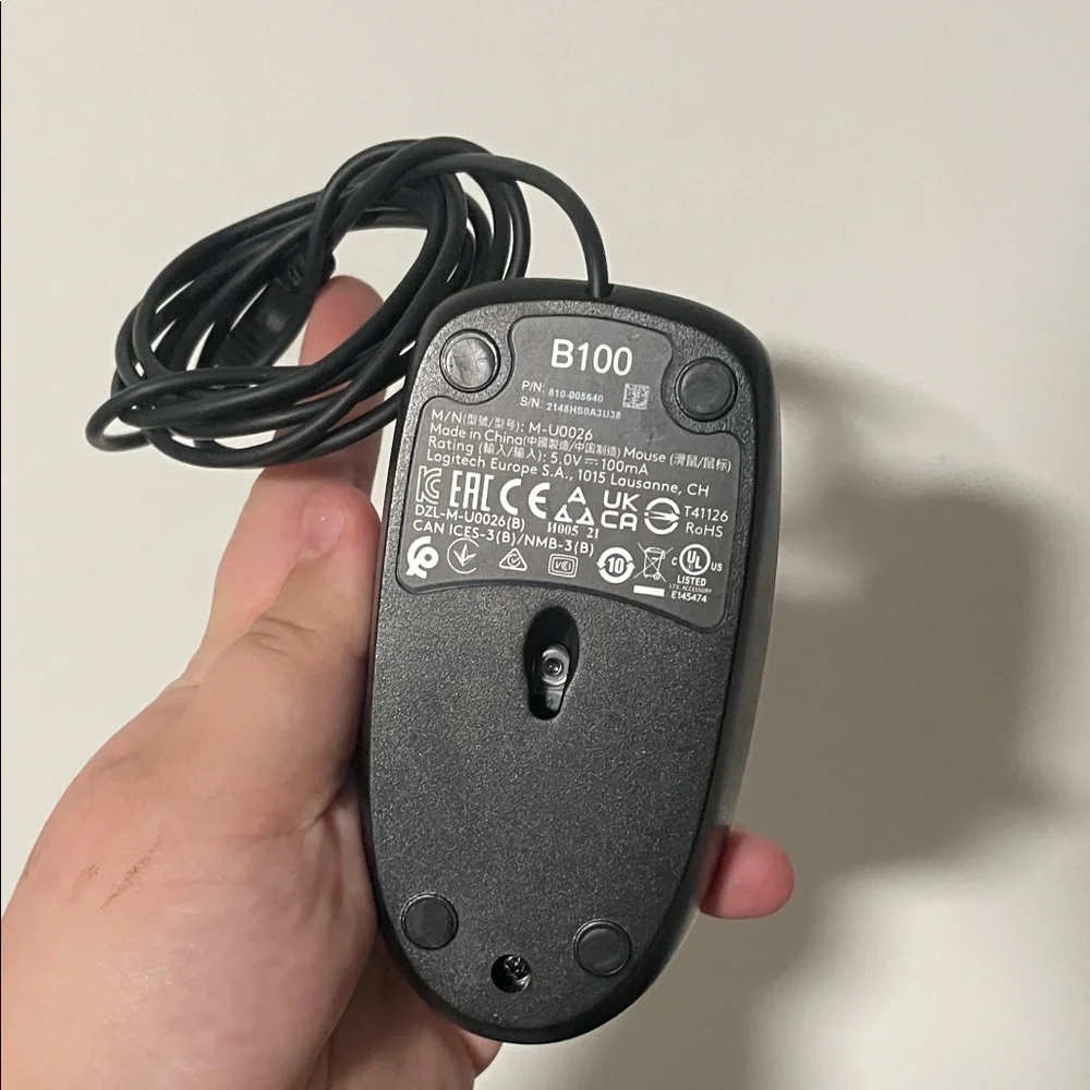 Logitech Black Wired USB Mouse with Scroll Wheel